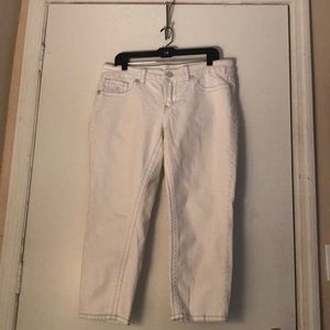 Seven7 White distressed skinny cropped jeans Sz.16